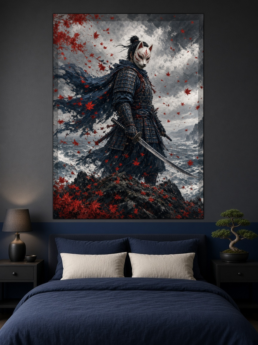 Ghost of Tsushima Duvar Örtüsü — dikey, yatak odası duvarında