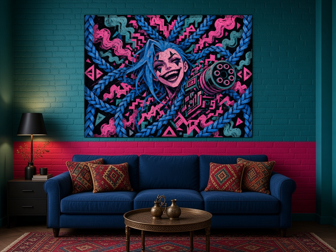 Jinx Duvar Örtüsü — yatay, salon duvarında