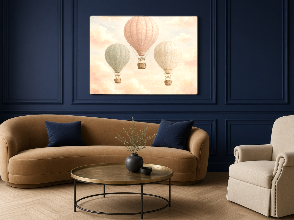 Uçan Balon Duvar Örtüsü — yatay, salon duvarında