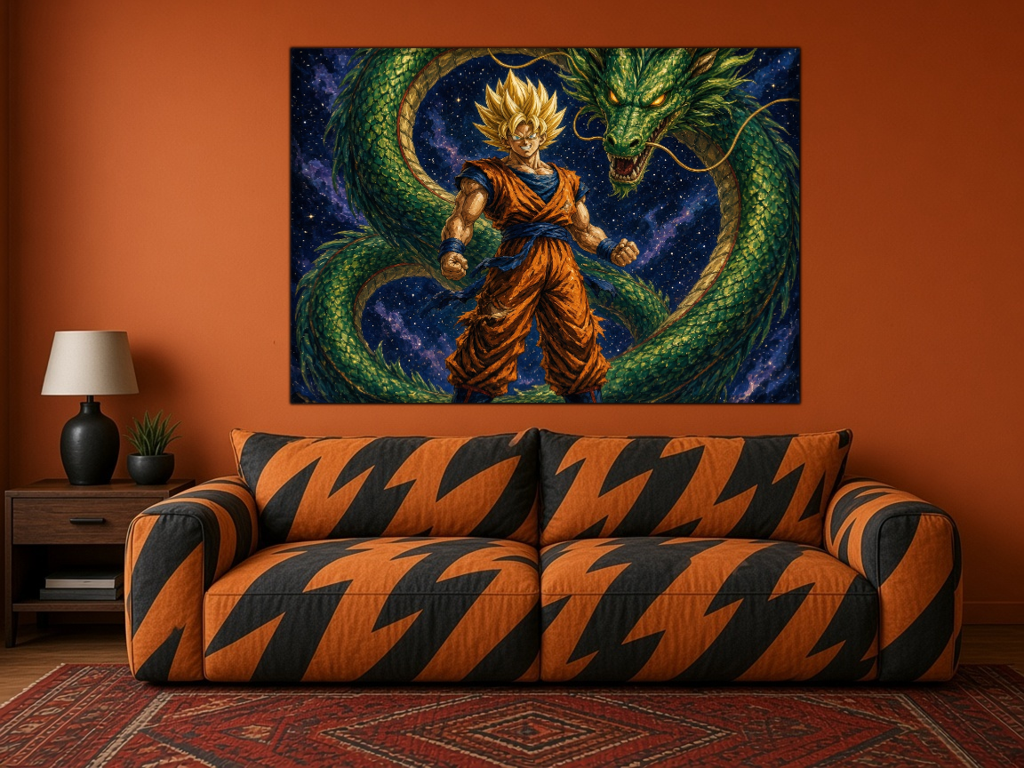 Goku Duvar Örtüsü — yatay, salon duvarında