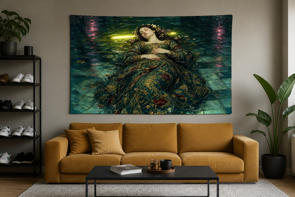 Ophelia Metro Duvar Örtüsü — yatay, salon duvarında