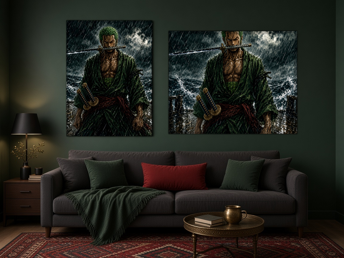 Zoro Duvar Örtüsü — yatay, salon duvarında