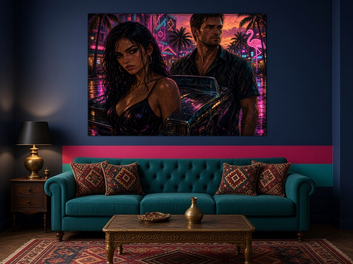 GTA 6 Duvar Örtüsü — yatay, salon duvarında