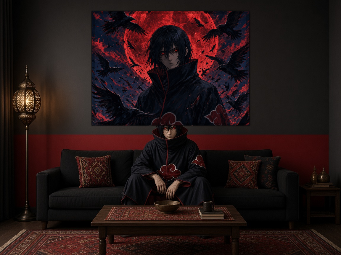 Itachi Duvar Örtüsü — yatay, salon duvarında