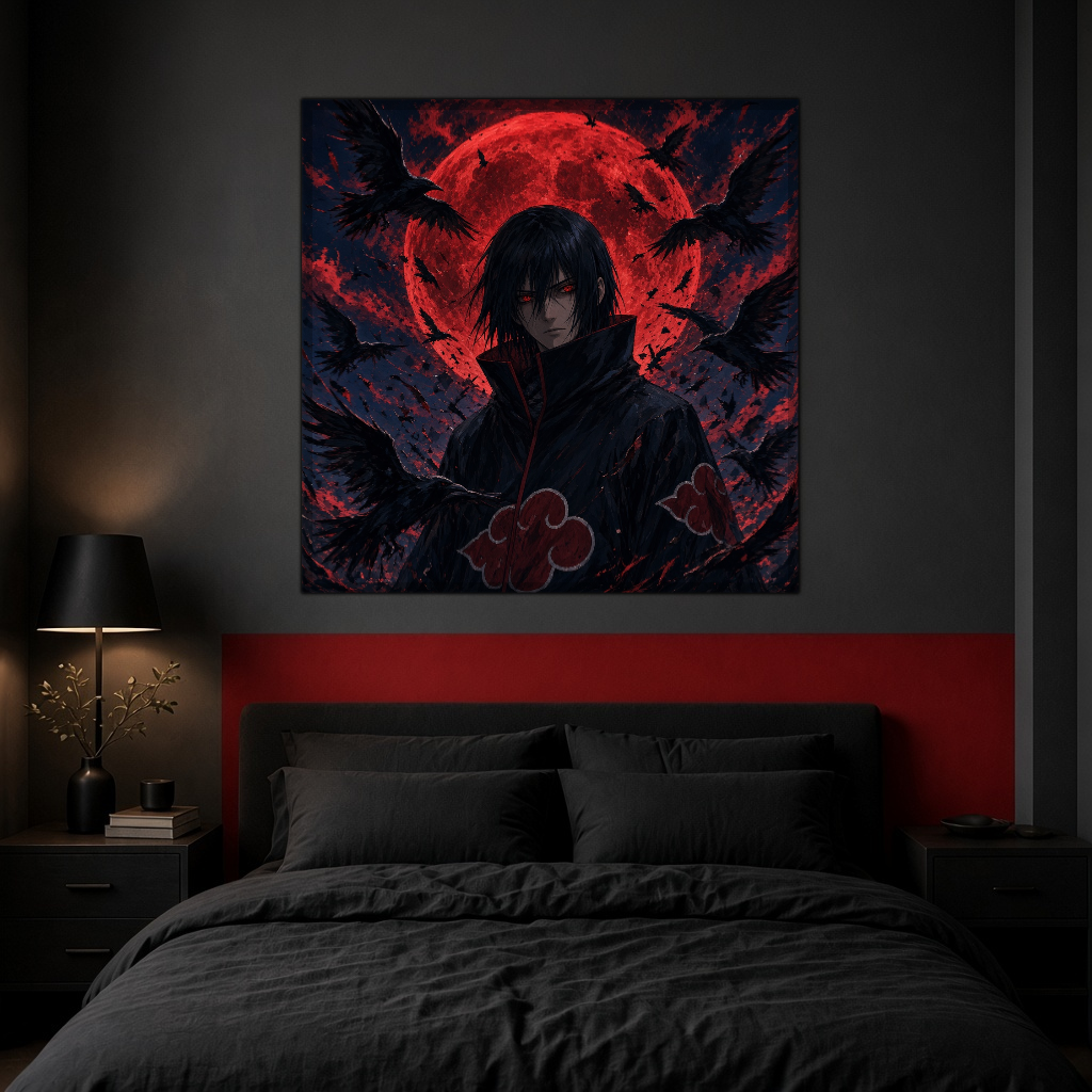 Itachi Duvar Örtüsü — kare, oturma odası duvarında