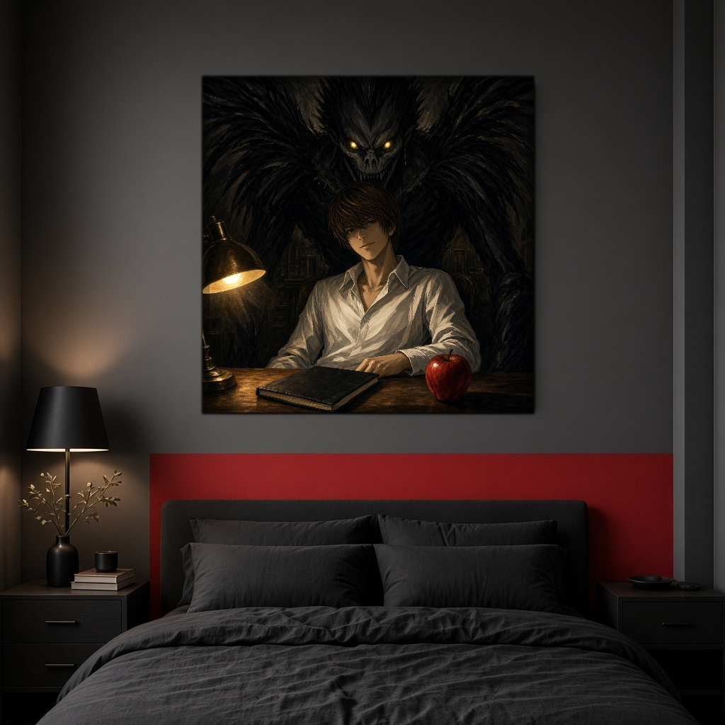 Death Note Duvar Örtüsü — kare, oturma odası duvarında