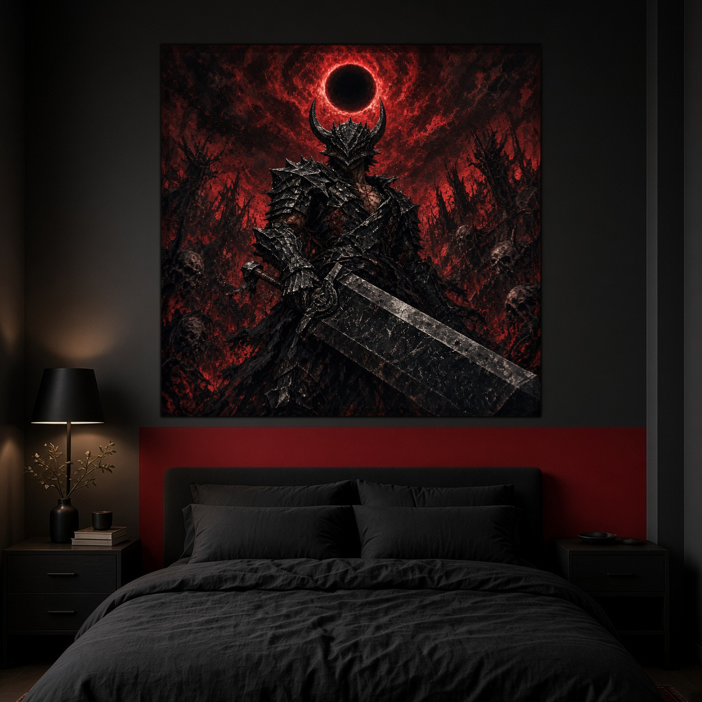 Guts Berserker Duvar Örtüsü — kare, oturma odası duvarında
