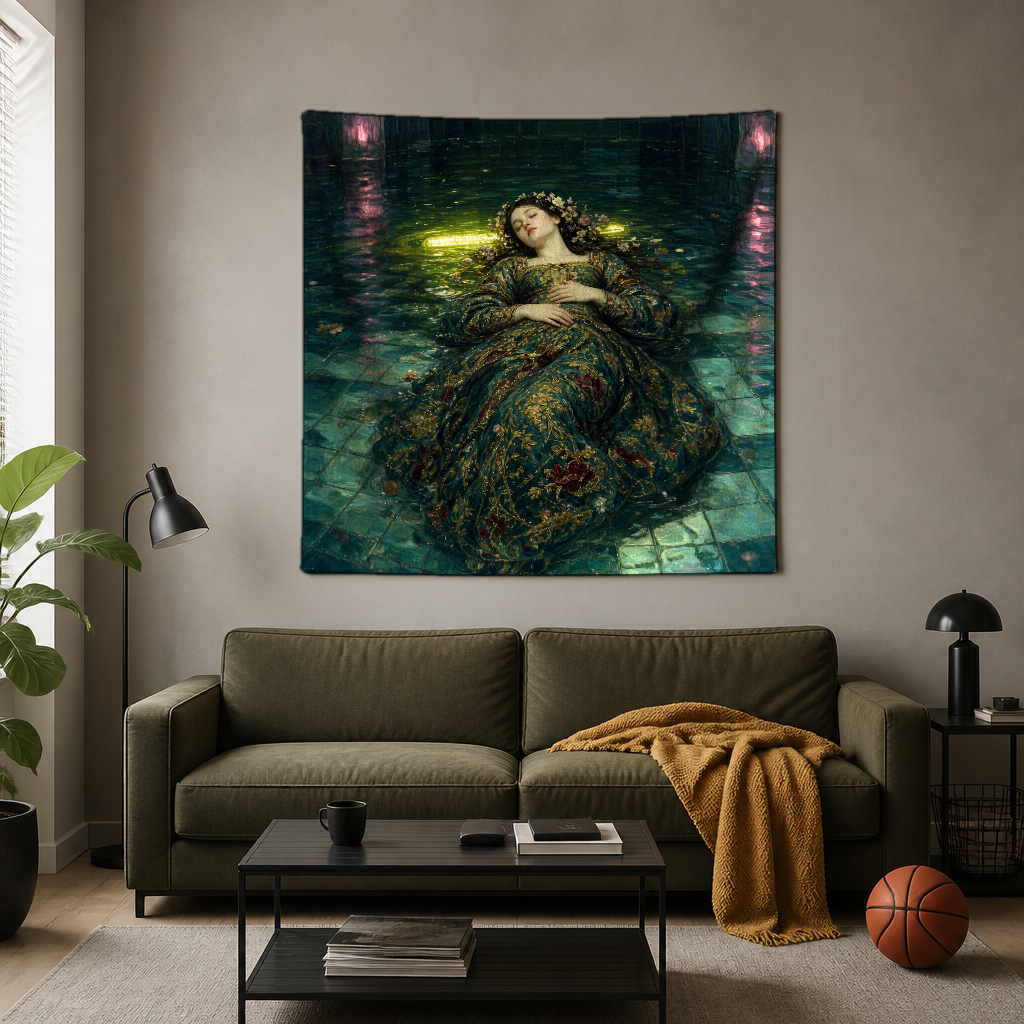 Ophelia Metro Duvar Örtüsü — kare, oturma odası duvarında
