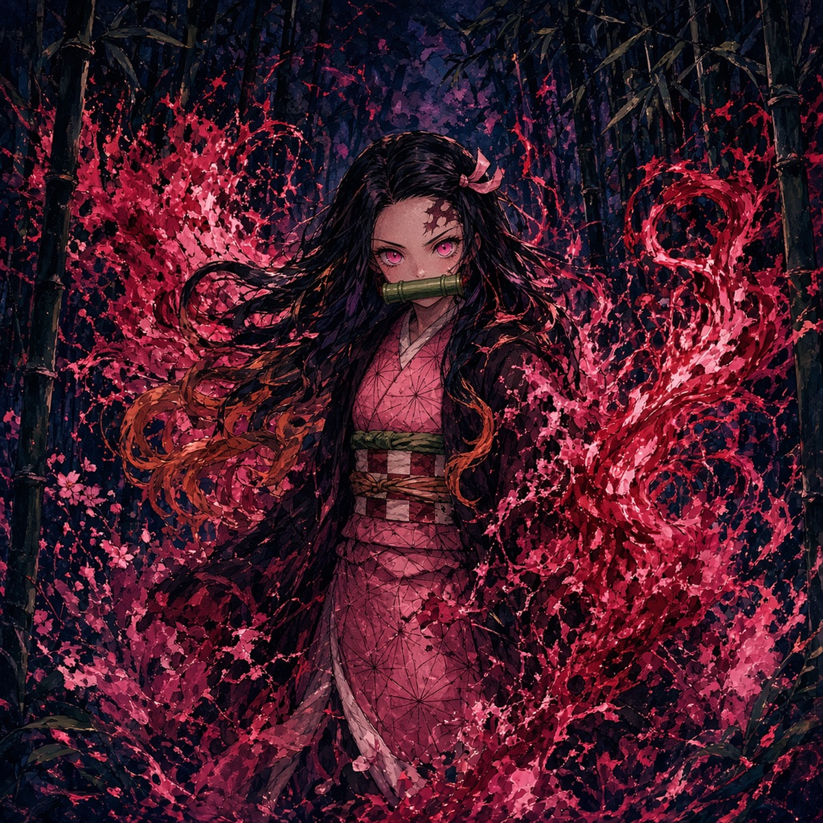 Nezuko Duvar Örtüsü — tasarımın tamamı
