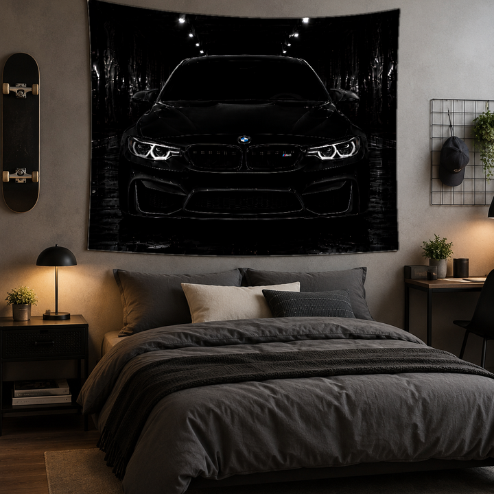 BMW M4 Duvar Örtüsü - Siyah Renk - Garaj ve Oyun Odası Dekoru
