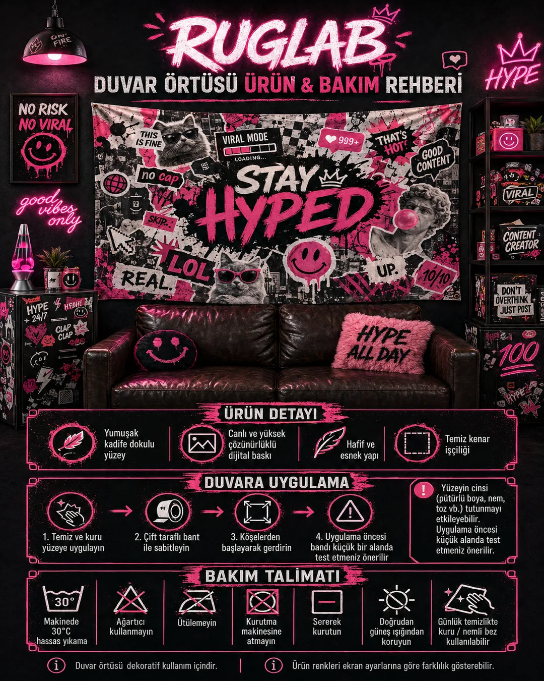 Bakım rehberi — Ophelia Metro Duvar Örtüsü