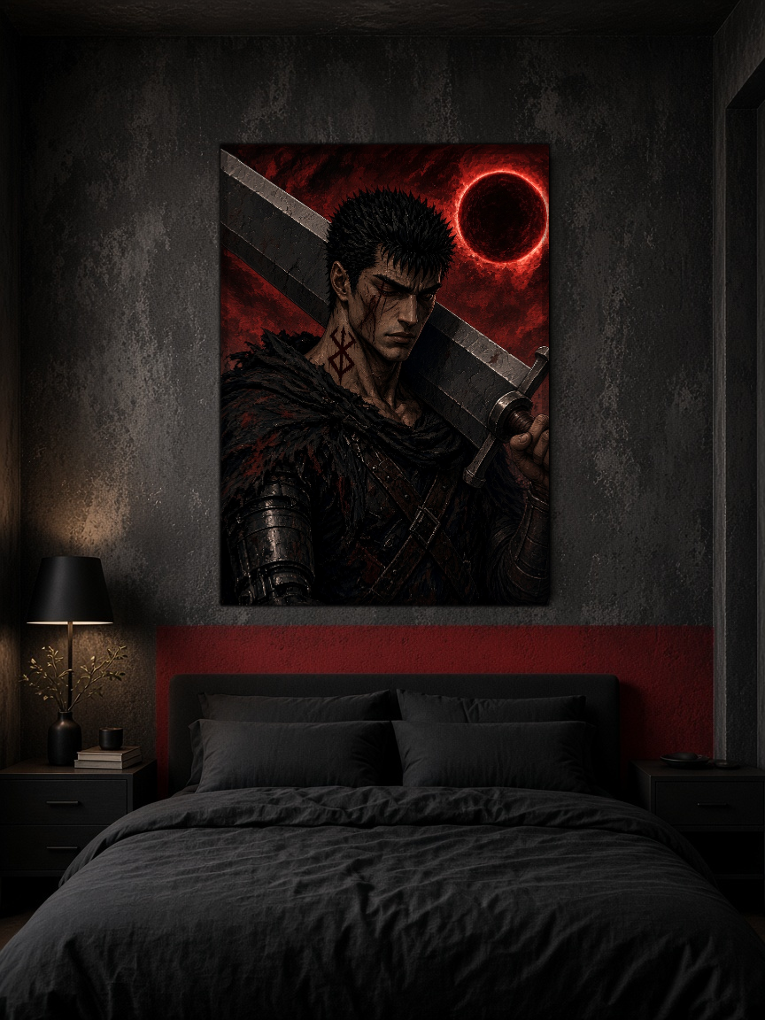 Guts Berserk Duvar Örtüsü — dikey, yatak odası duvarında