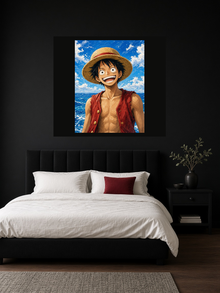 Luffy Duvar Örtüsü — dikey, yatak odası duvarında