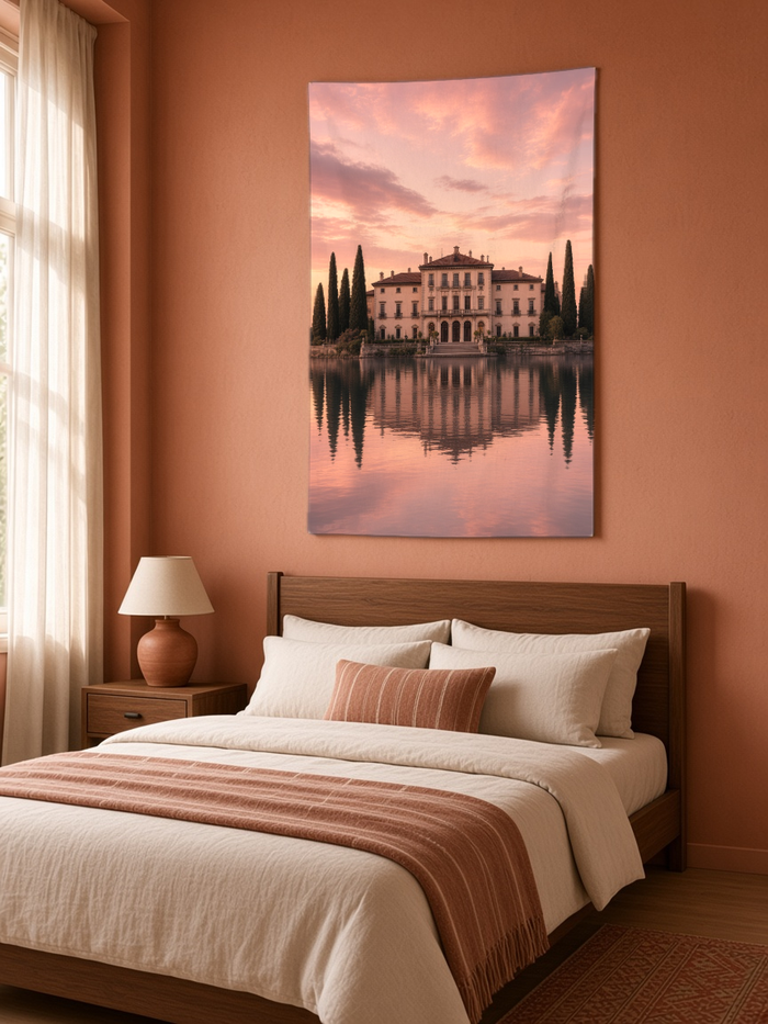 Gün Batımında Villa Duvar Örtüsü
