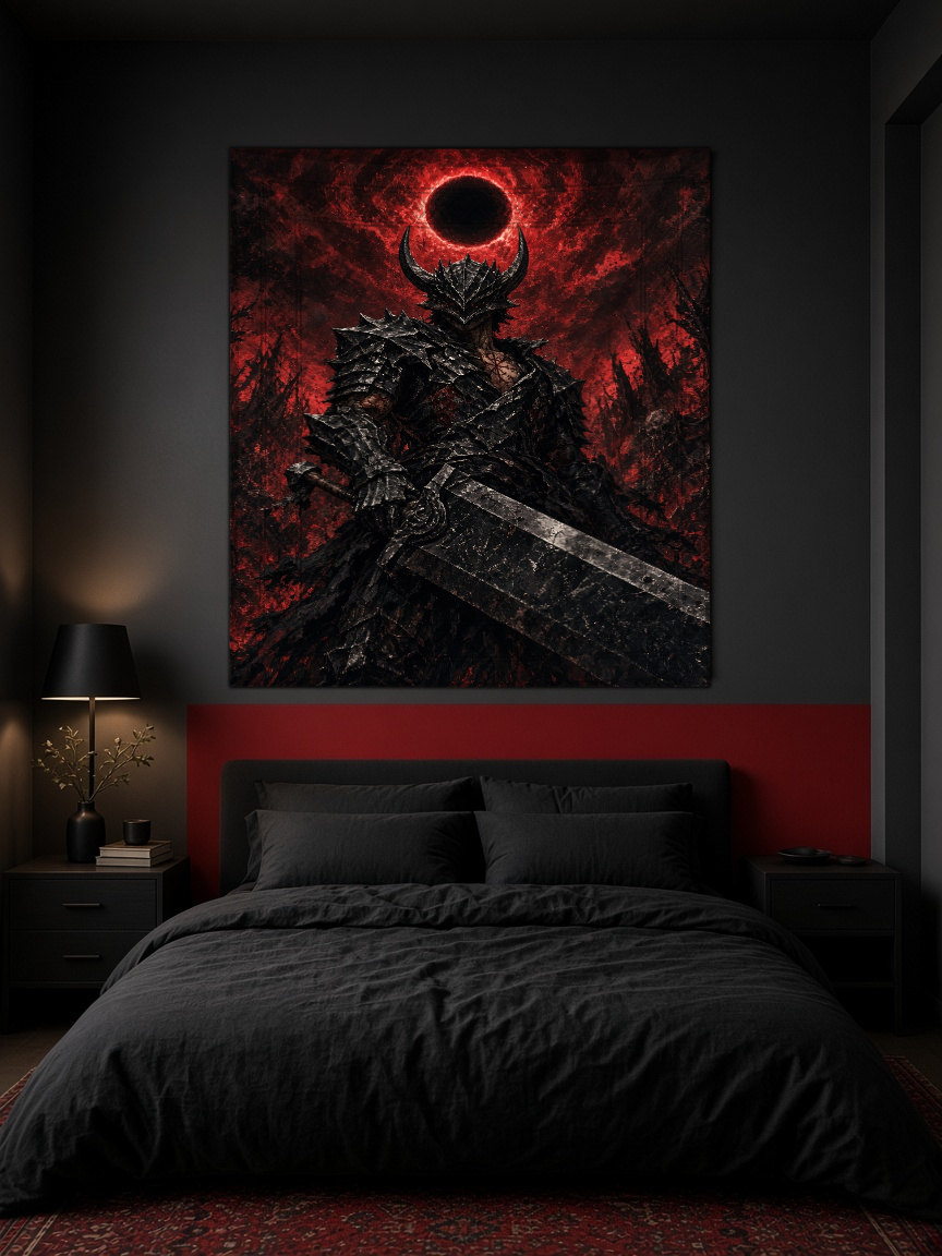 Guts Berserker Duvar Örtüsü — dikey, yatak odası duvarında