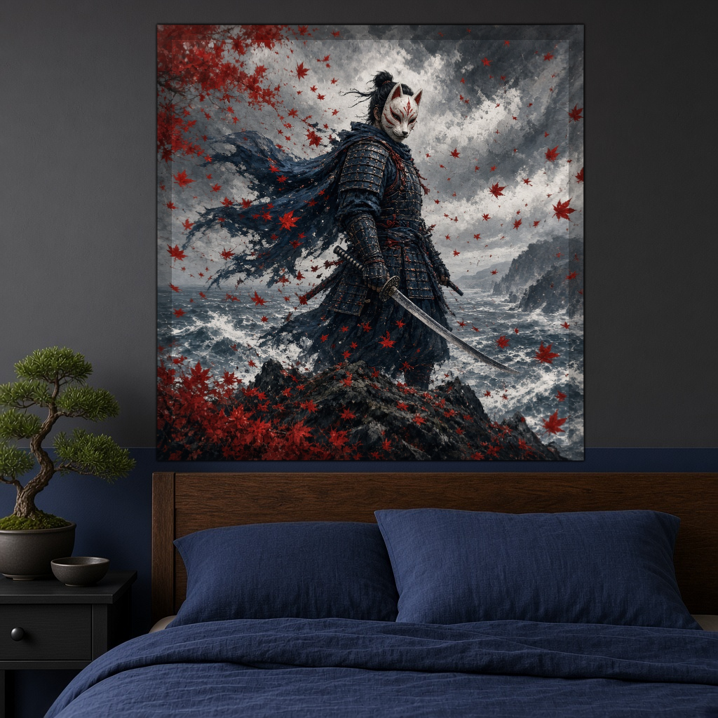 Ghost of Tsushima Duvar Örtüsü — kare, oturma odası duvarında
