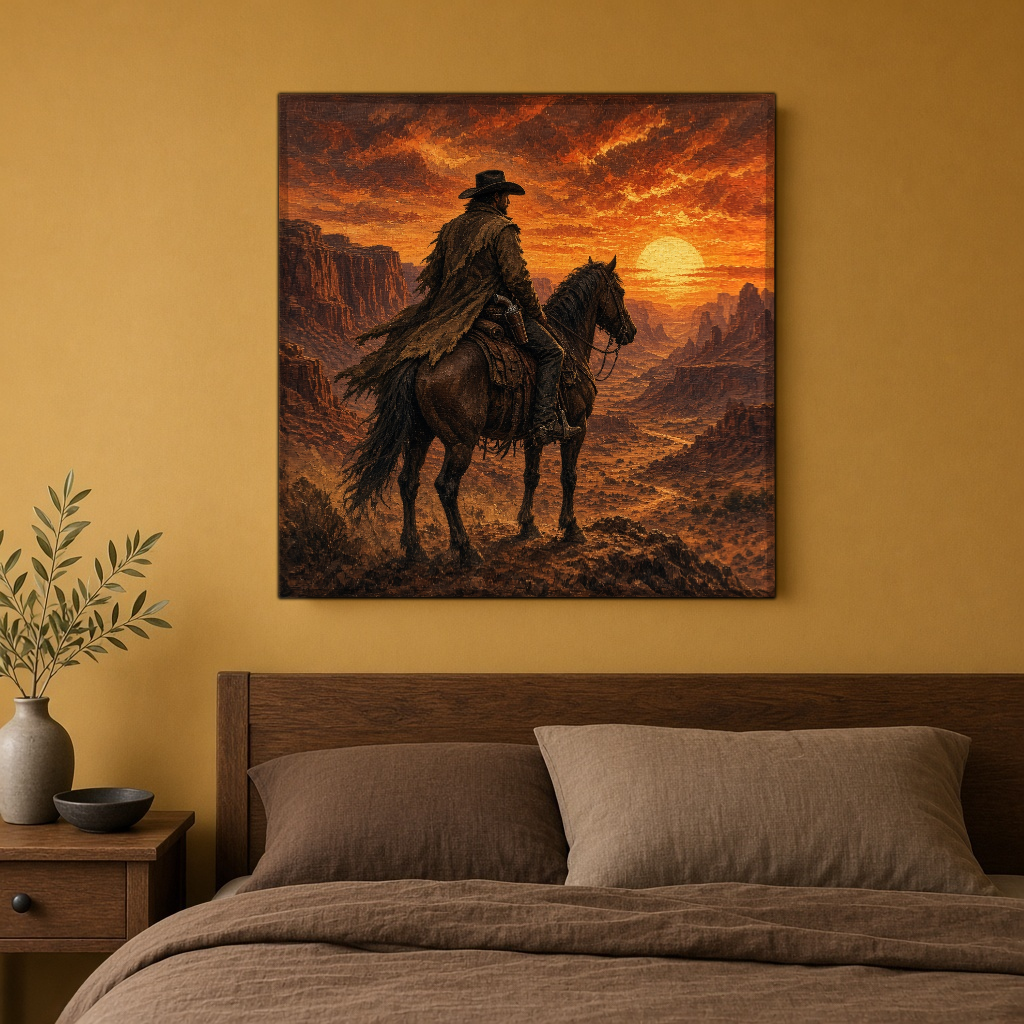 Red Dead Duvar Örtüsü — kare, oturma odası duvarında