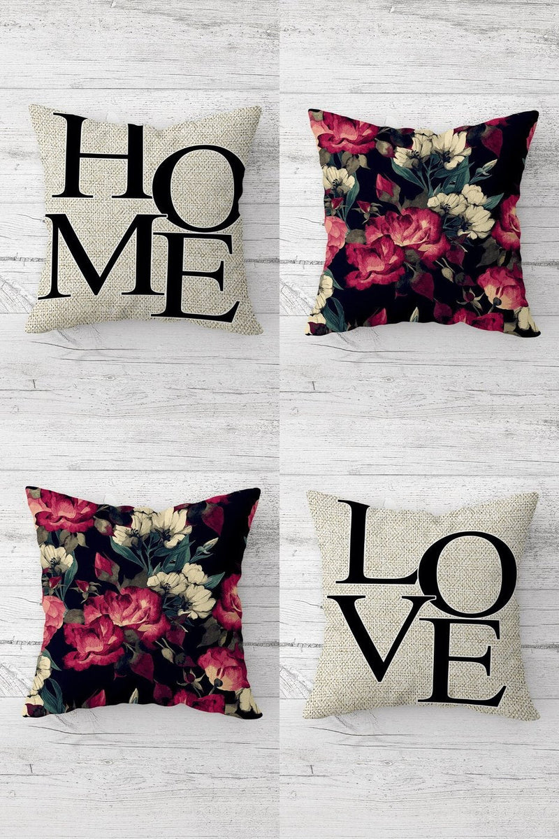 Home Love Gül Vintage Kırlent Kılıfı 4'lü Set · 45x45 cm - 1